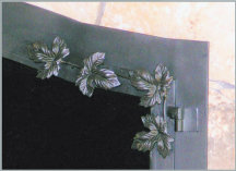 close up of Hanson Arch leaf applique